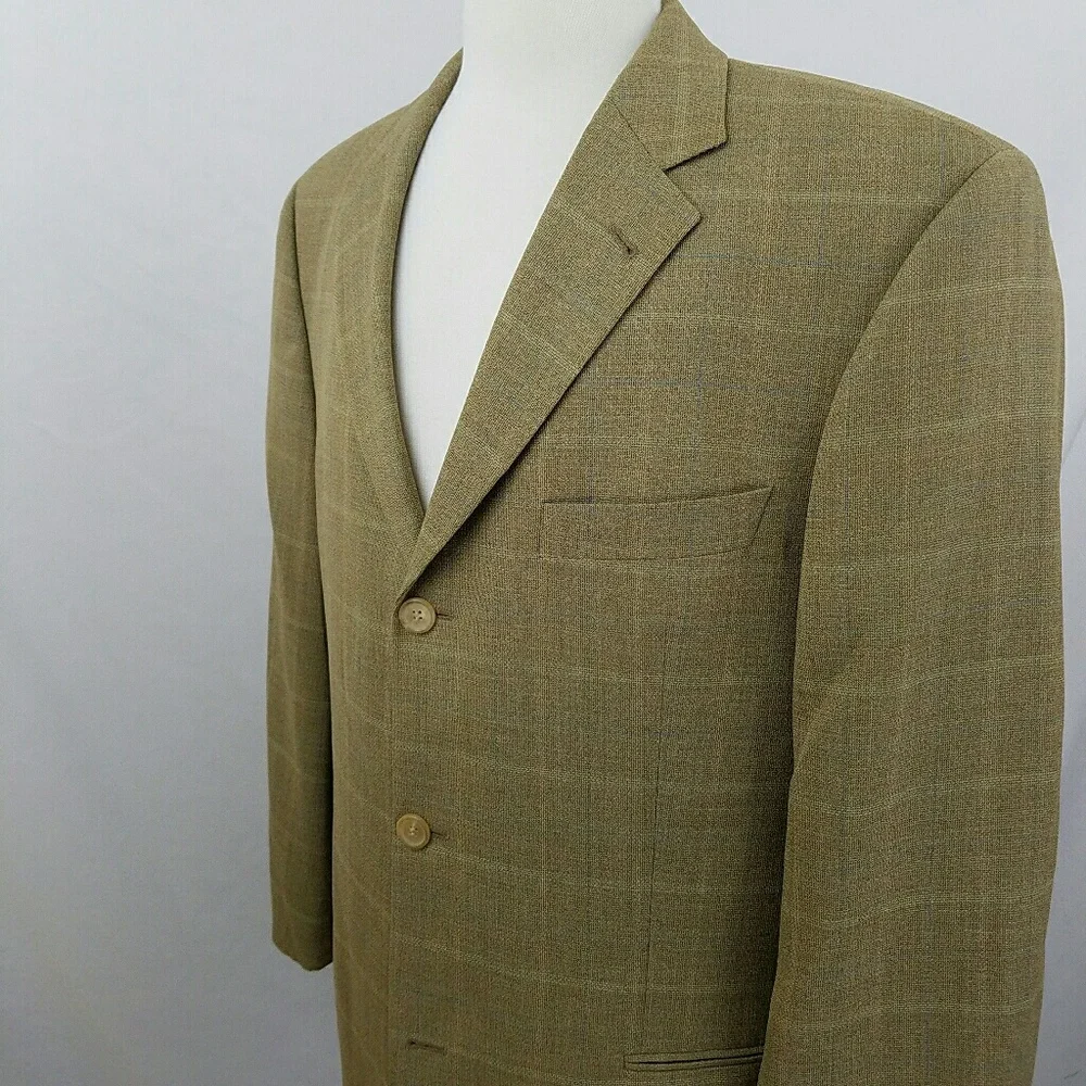 Hugo Boss Olive Green Windowpane Sport Coat - Picture 3 of 8